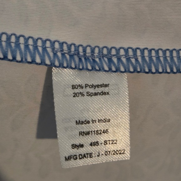 Cabana Life XL Blue Floral Print 3/4 Sleeve Dress with Pocket New - Picture 4 of 8